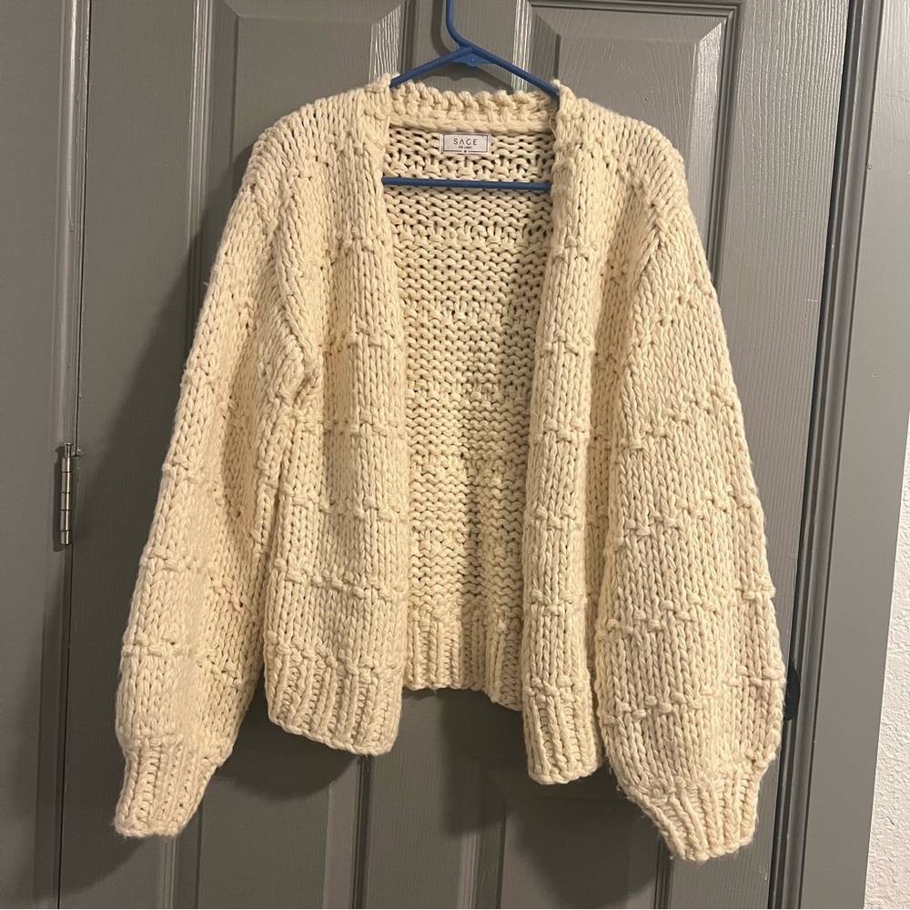 Sage The Label Cream Knit Chunky Cardigan Fisherman Cottage Coastal